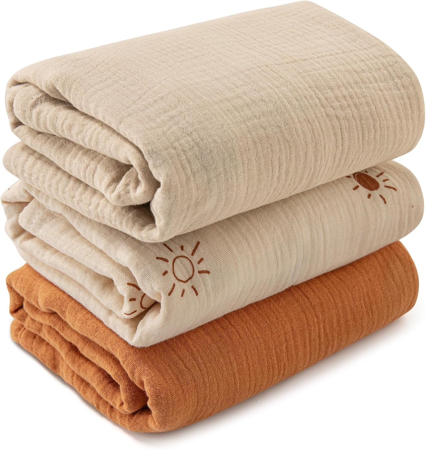 Muslin Swaddle Blankets (3-Pack) – Ultra Soft 100% Cotton Breathable Baby Wraps 38x40” 