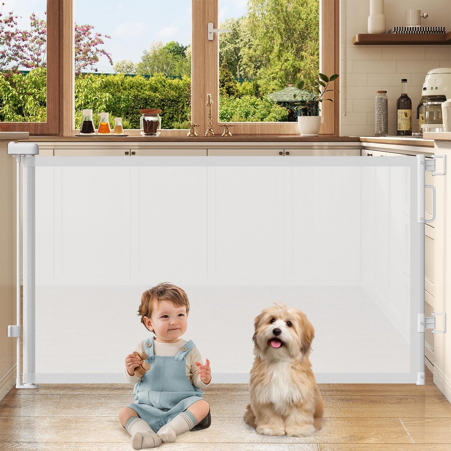 Retractable Baby Safety Gate | 58" Extra Wide Mesh Gate for Kids & Pets 🚚