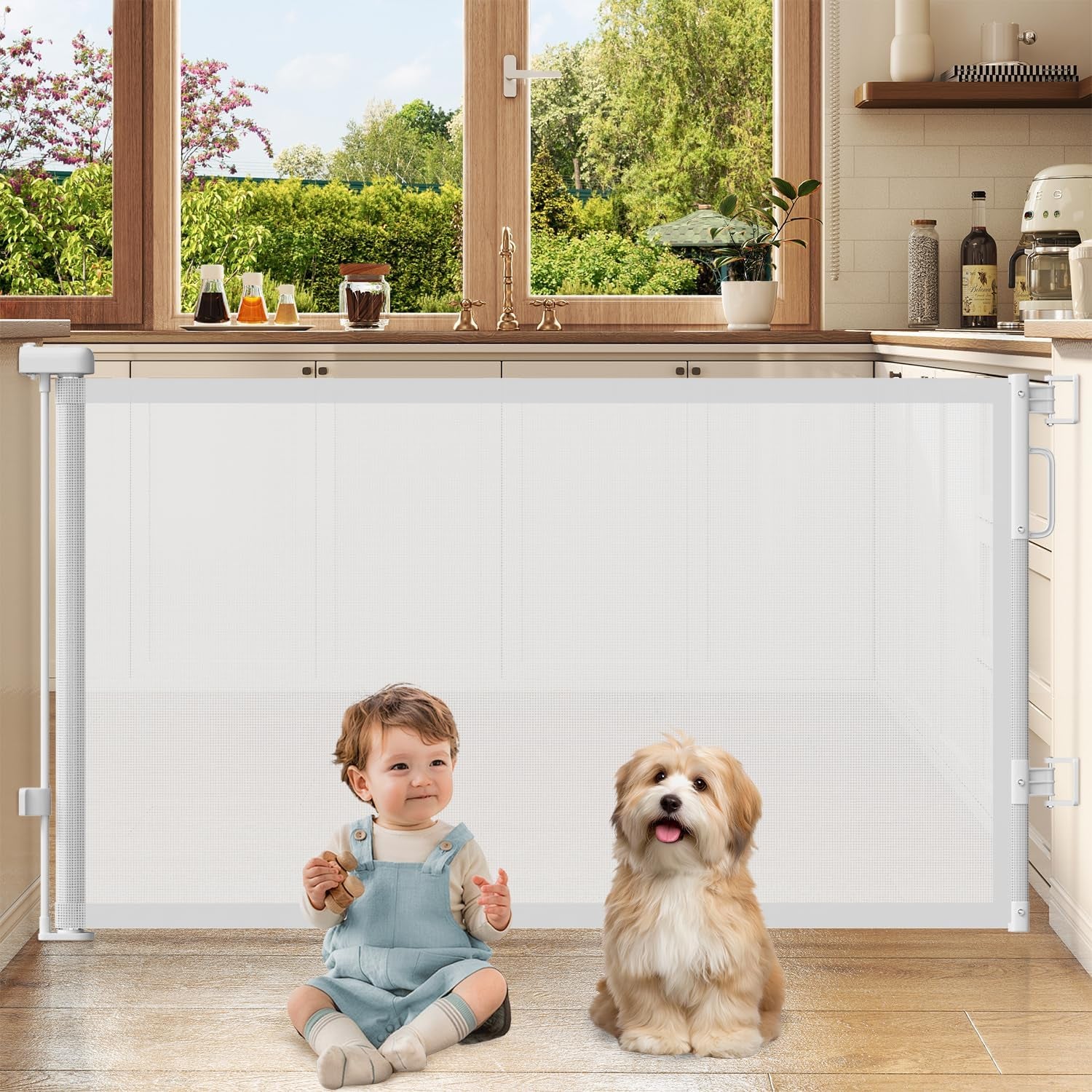 Retractable Baby Safety Gate | 58" Extra Wide Mesh Gate for Kids & Pets 🚚