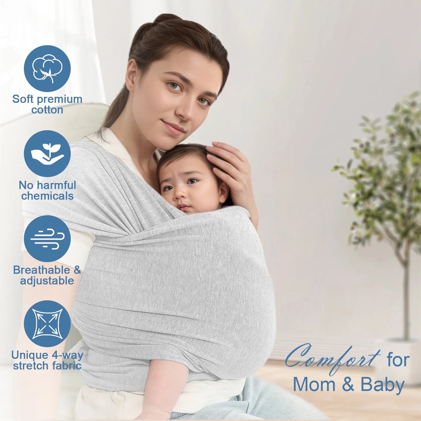 Baby Wrap Carrier | Soft & Breathable Hands-Free Baby Sling