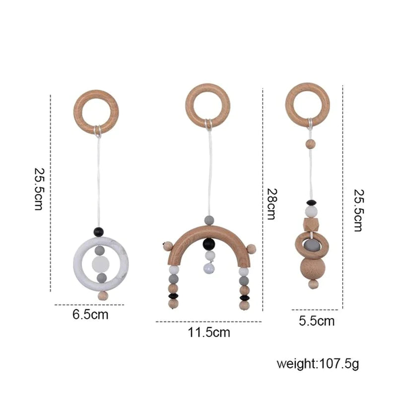Engaging Play Gym Frame for Babies - Wooden Activity Set with Rattles & Crib Decor
