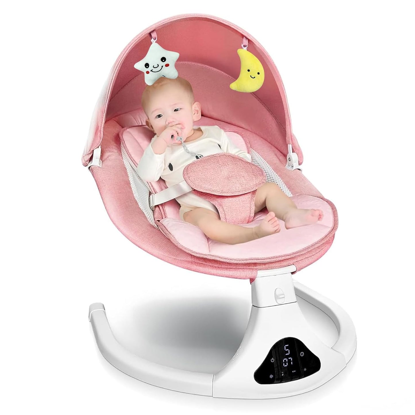 Electric Baby Swing for Infants to Toddler| Portable Infant Swing with Remote Control, Rocker with 5 Speeds, 3-Point Harness for Baby Boy Girl (Black)