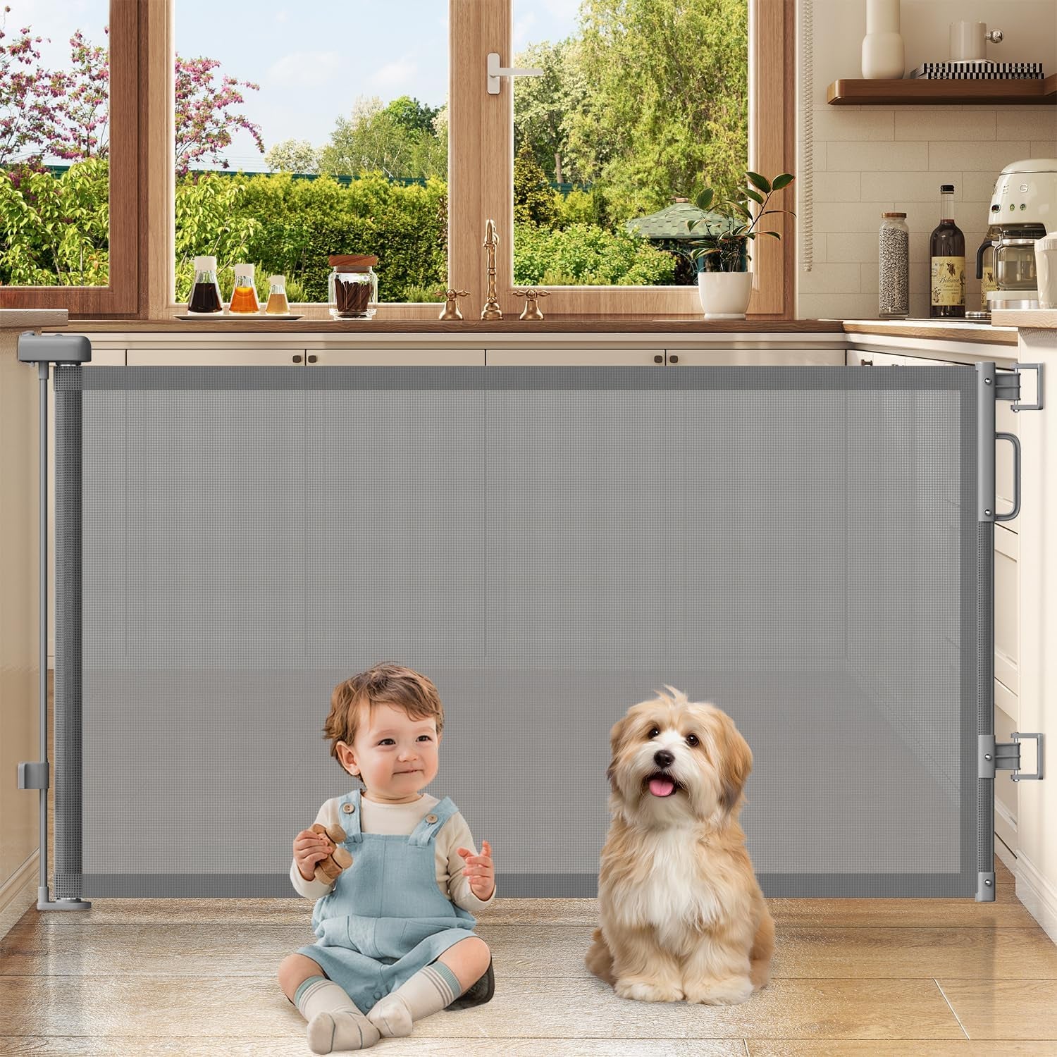 Retractable Baby Safety Gate | 58" Extra Wide Mesh Gate for Kids & Pets 🚚