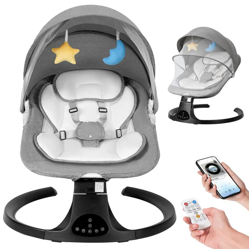 Comfort and Joy: Electric Baby Swing with 5 Soothing Speeds, 10 Lullabies, and Remote Control - Perfect for Infants!