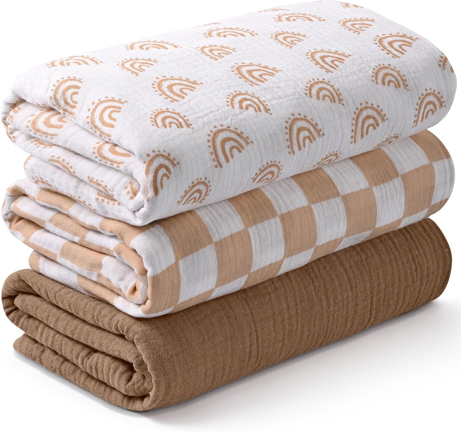 Muslin Swaddle Blankets (3-Pack) – Ultra Soft 100% Cotton Breathable Baby Wraps 38x40” 