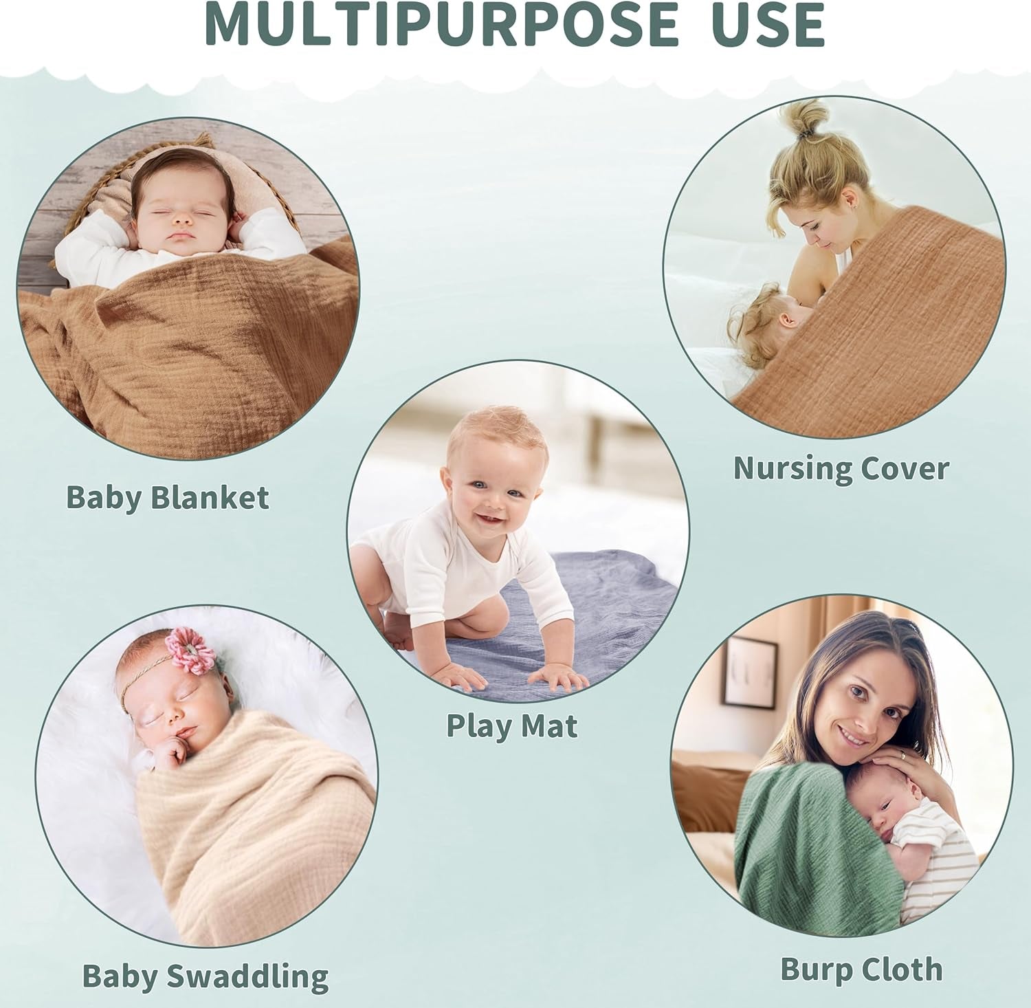Muslin Swaddle Blankets 2-Pack | Soft & Breathable Baby Receiving Blankets