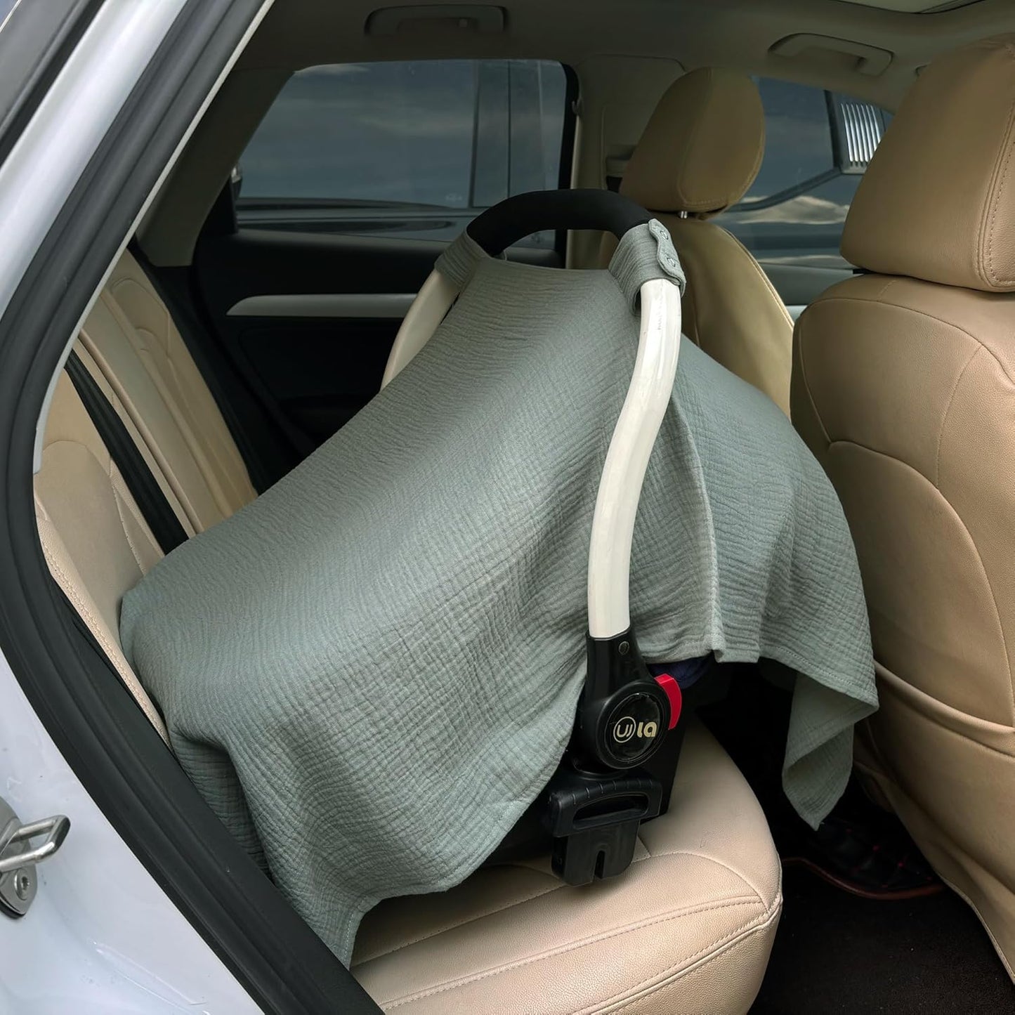 Muslin Baby Car Seat Cover – 100% Cotton Breathable Canopy for Sun & Privacy Protection 🌿