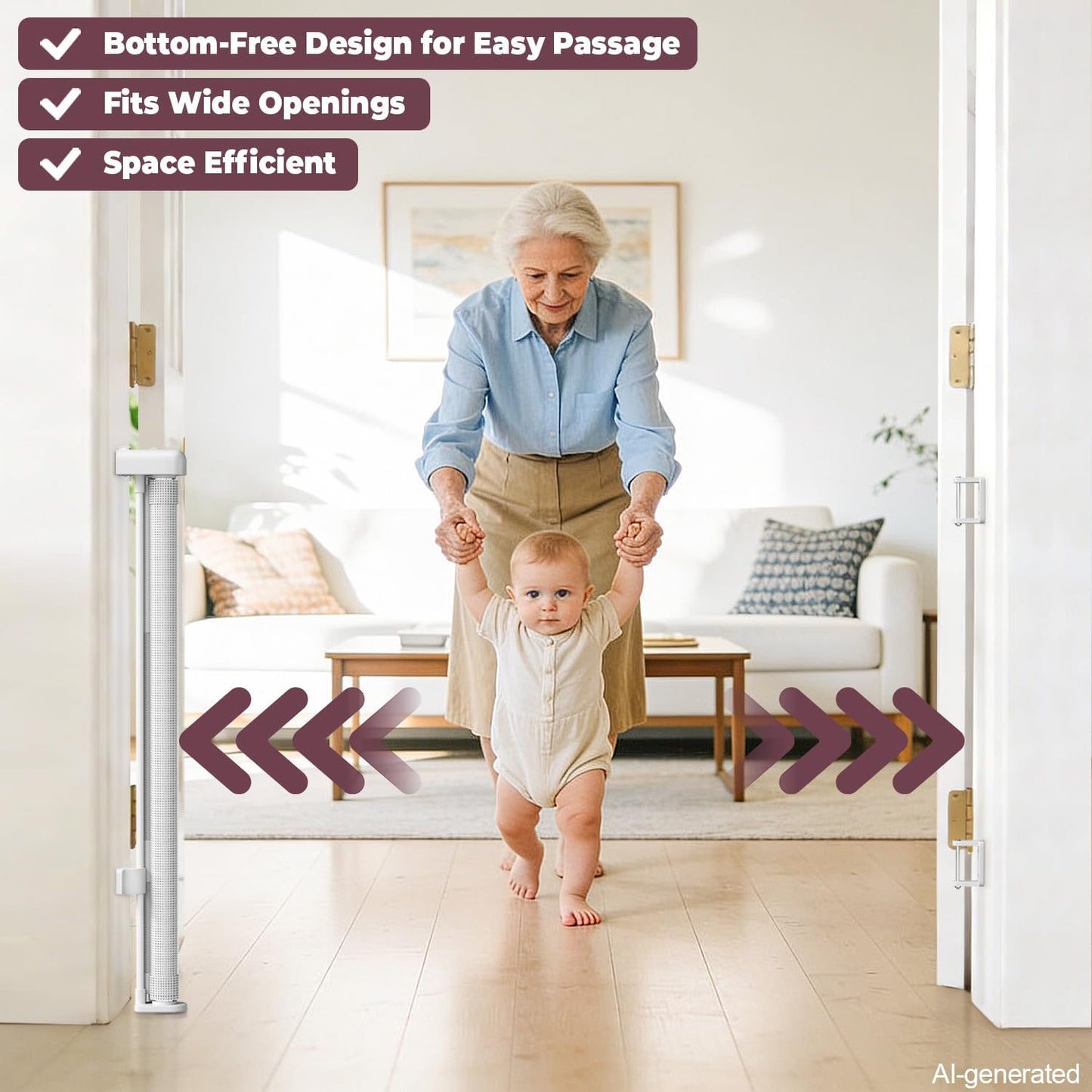 Retractable Baby Safety Gate | 58" Extra Wide Mesh Gate for Kids & Pets 🚚