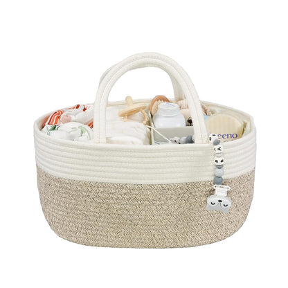 Baby Diaper Caddy Organizer – Portable Cotton Rope Nursery Storage Basket for Newborn Essentials 🧺