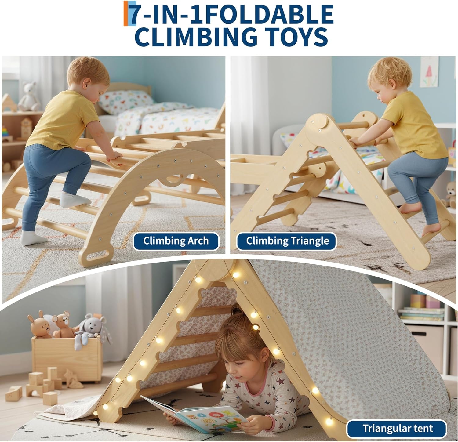 Wooden Climbing Adventure Set | Foldable Indoor Play Gym for Active Toddlers