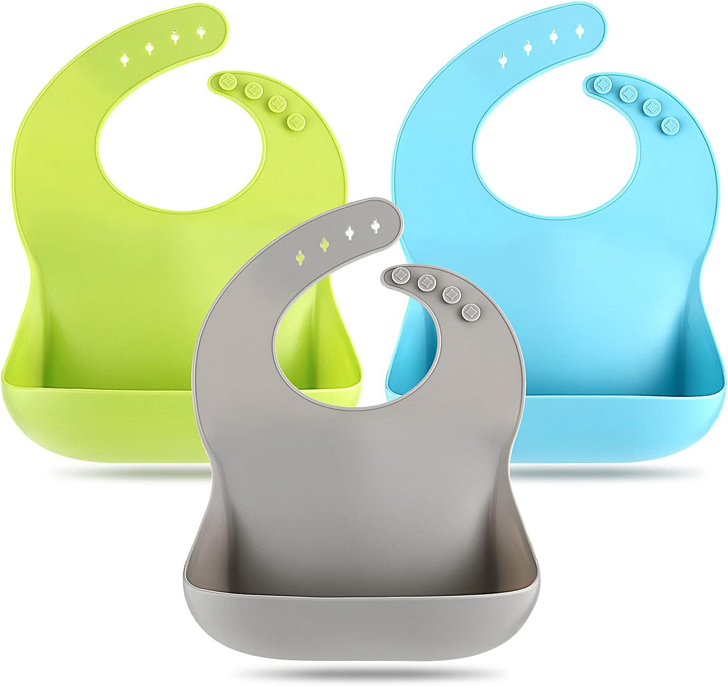 Silicone Baby Bibs (3-Pack) – Waterproof, BPA-Free, Adjustable Feeding Bibs for Babies & Toddlers 🍼