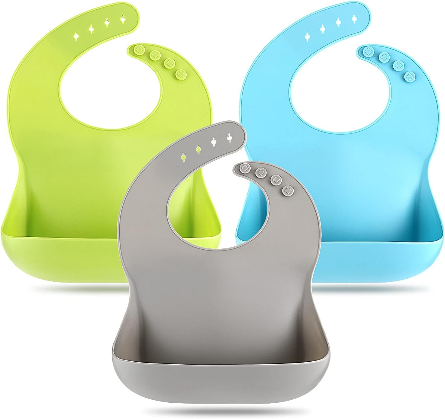 Silicone Baby Bibs (3-Pack) – Waterproof, BPA-Free, Adjustable Feeding Bibs for Babies & Toddlers 🍼