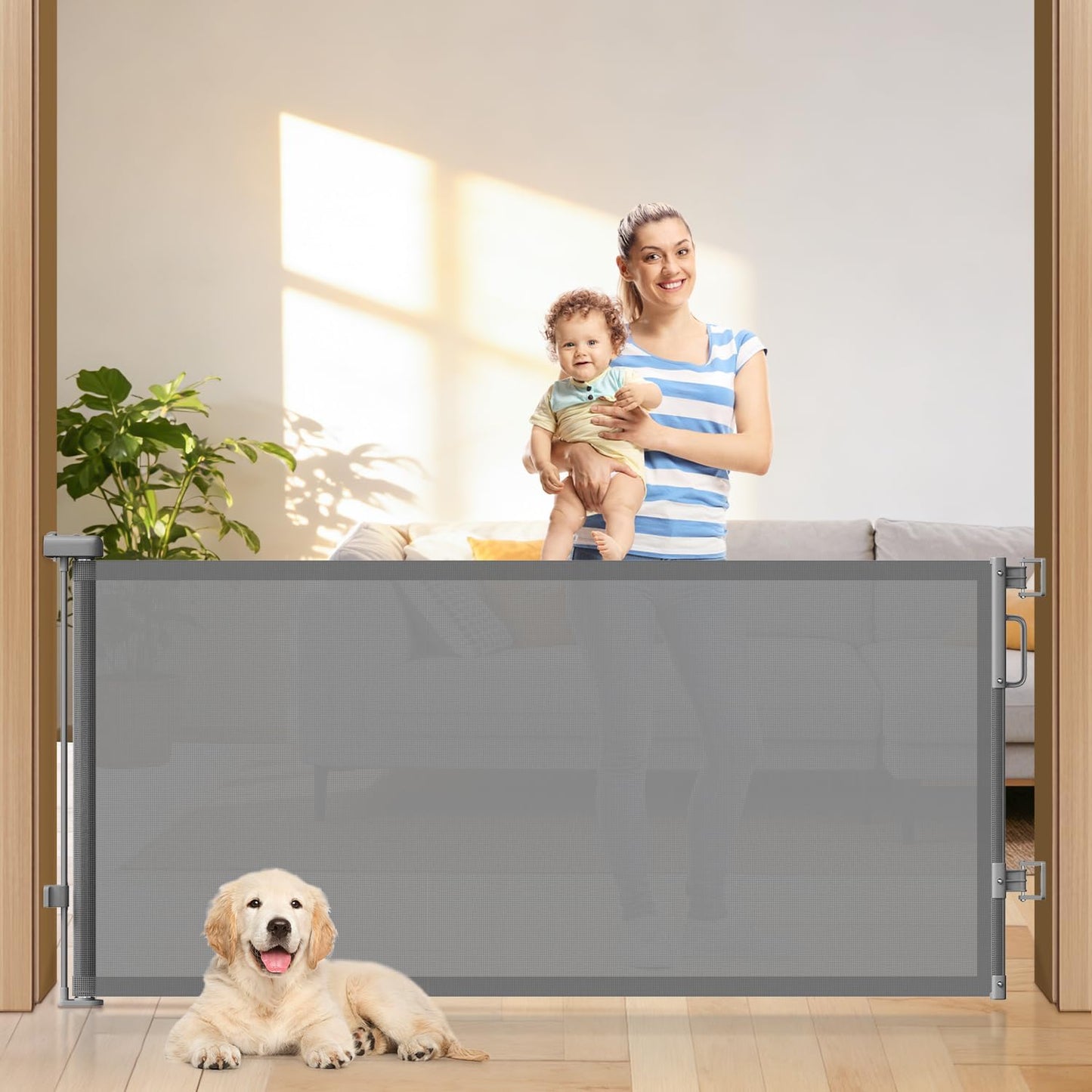 Retractable Baby Safety Gate | 58" Extra Wide Mesh Gate for Kids & Pets 🚚