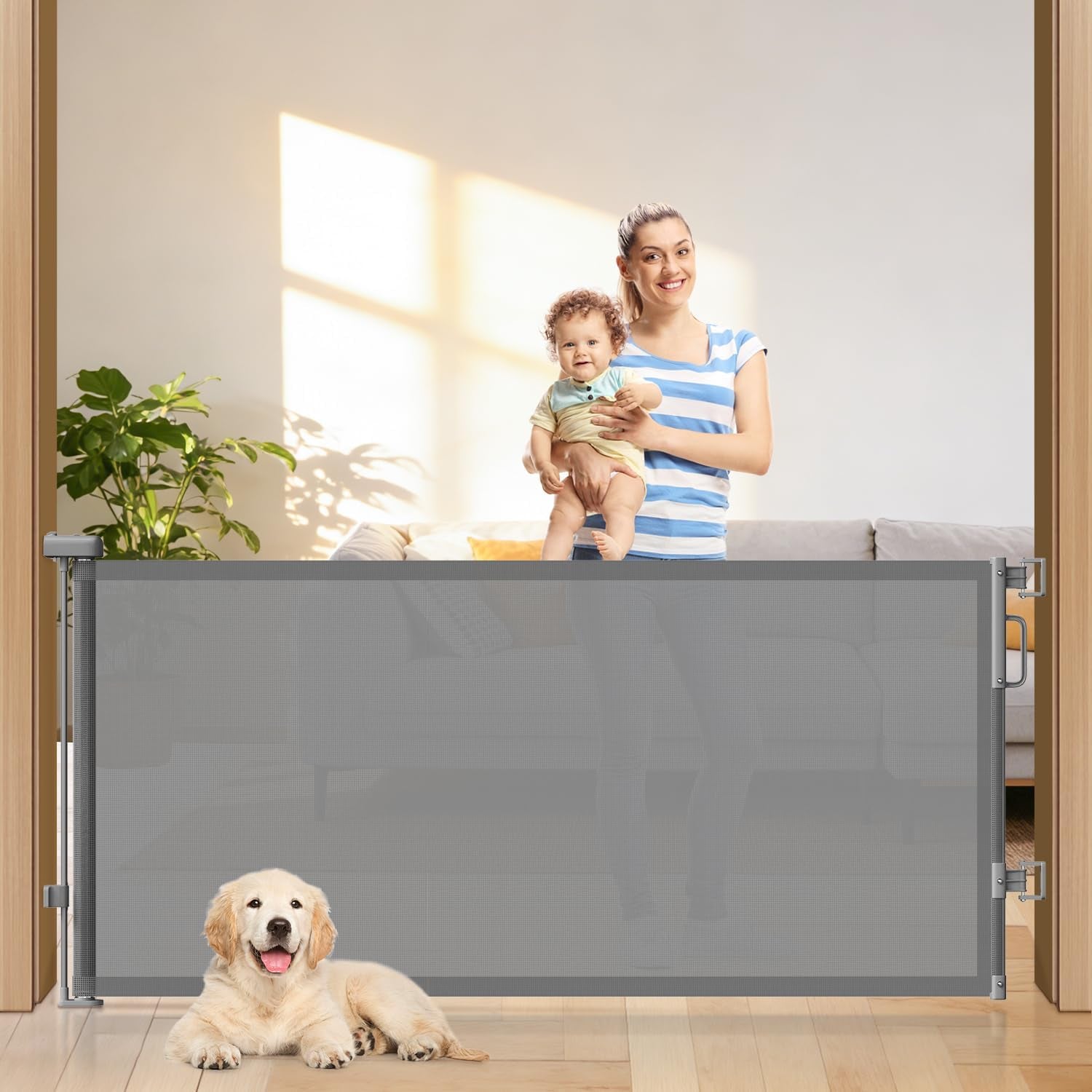 Retractable Baby Safety Gate | 58" Extra Wide Mesh Gate for Kids & Pets 🚚