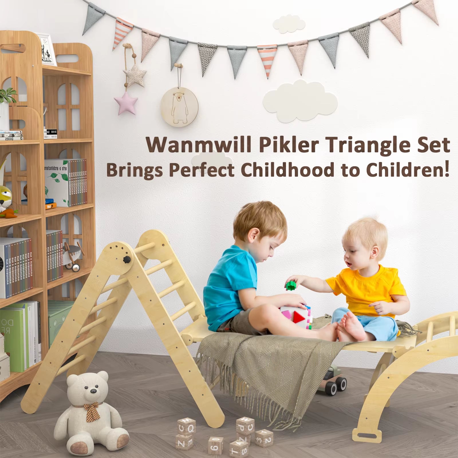 Ultimate 5-in-1 Pikler Triangle Set: Montessori Climbing Adventure for Toddlers 1-3