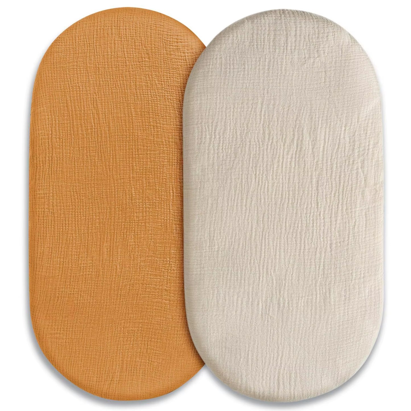 Cozy and Stylish 2-Pack Muslin Bassinet Sheets - Breathable Cotton Cradle Mattress Covers for Your Newborn