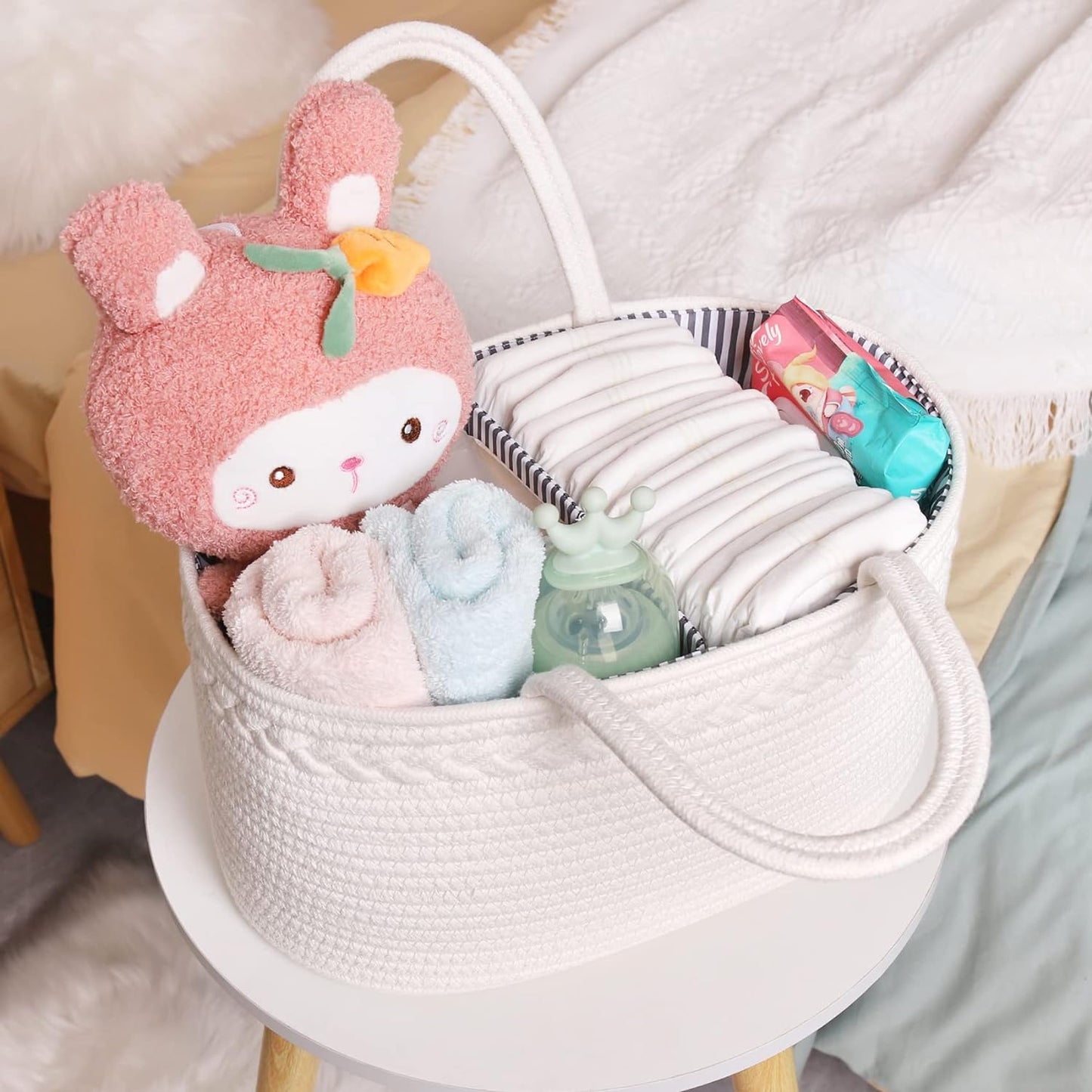 Baby Diaper Caddy Organizer | Portable Nursery Storage Basket
