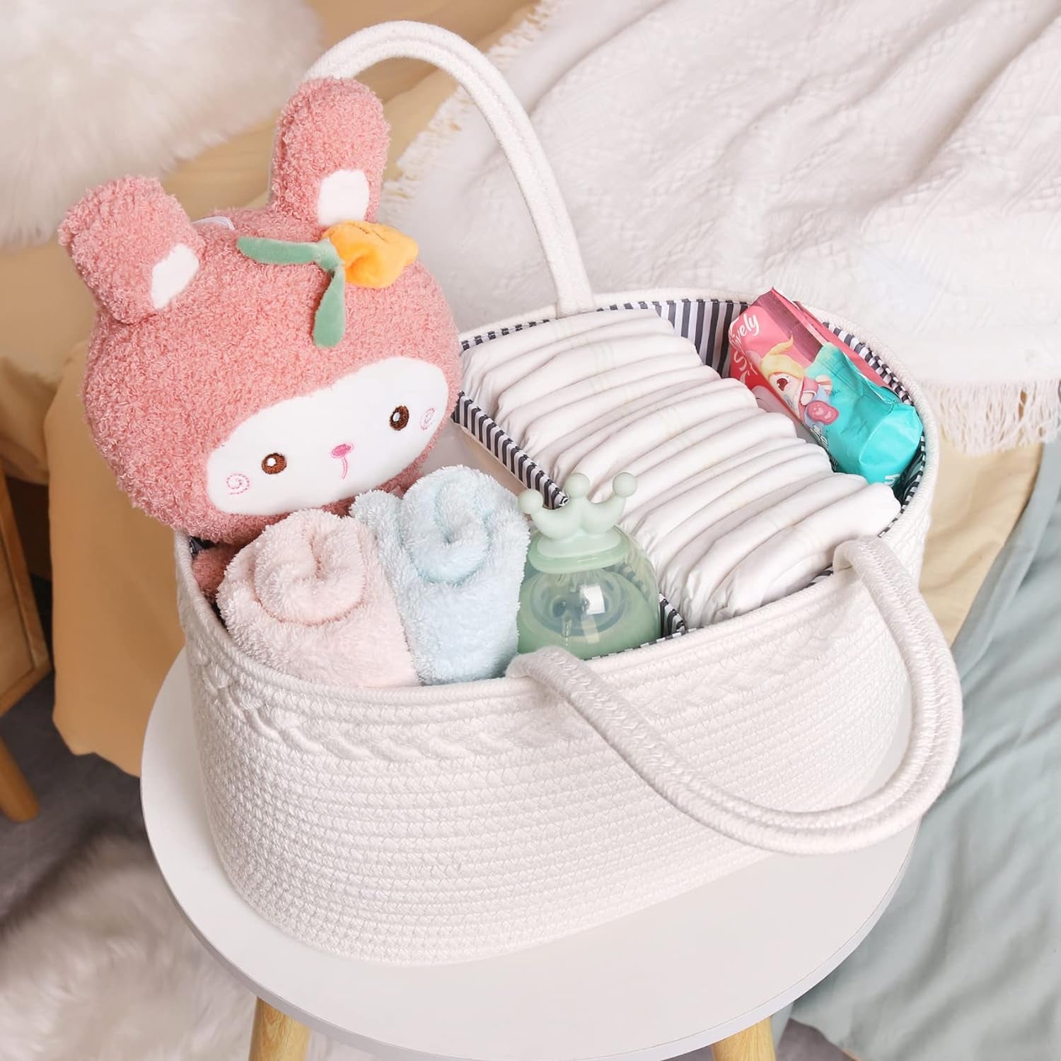 Baby Diaper Caddy Organizer | Portable Nursery Storage Basket