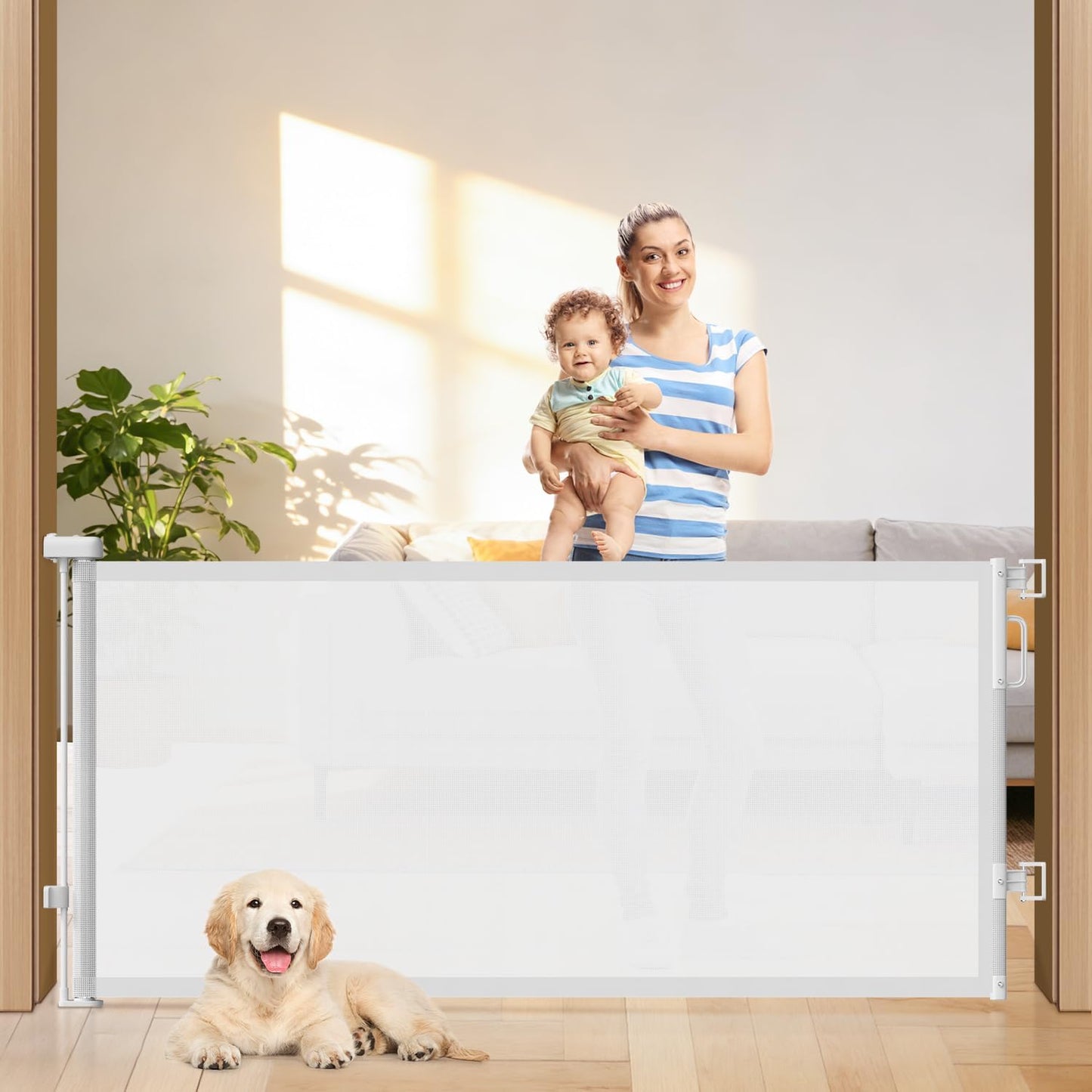 Retractable Baby Safety Gate | 58" Extra Wide Mesh Gate for Kids & Pets 🚚